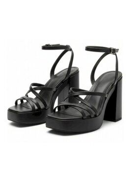 Steve Madden Affection Strappy Black Platform Sandals Women's Size 9.5